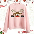 thumbnail image 2 of Fiaer Christmas Sweatshirts for Women Cute Graphic Loose Fit Xmas Pullover Crew Neck Long Sleeve Casual Trendy Tops Pink XXL, 2 of 4
