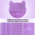 thumbnail image 3 of KAIYANG en 1 con soporte para secar brochas, almohadilla limpiadora de brochas de silicona con forma de gato y estante para cosméticos (verde) morado, 3 of 5