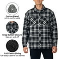 thumbnail image 2 of Alpine Swiss Mens Josh Fleece-Lined Flannel Jacket Heavyweight Snap Button Plaid Shirt Shacket Warm Winter Outerwear BKGY LRG, 2 of 7