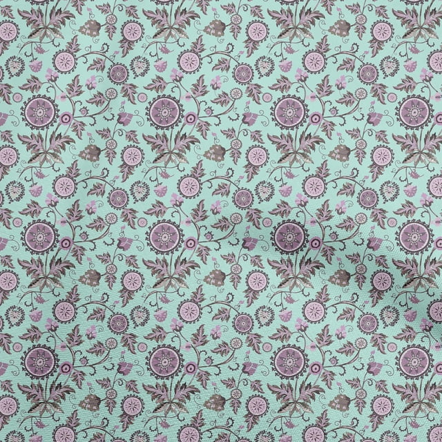 oneOone Rayon Light Blue Fabric Asian Suzani Craft Projects Decor Fabric Printed By The Yard 56 Inch Wide