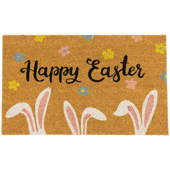 Northlight Natural Coir Happy Easter Bunny Ears Outdoor Doormat - 18" x 30"