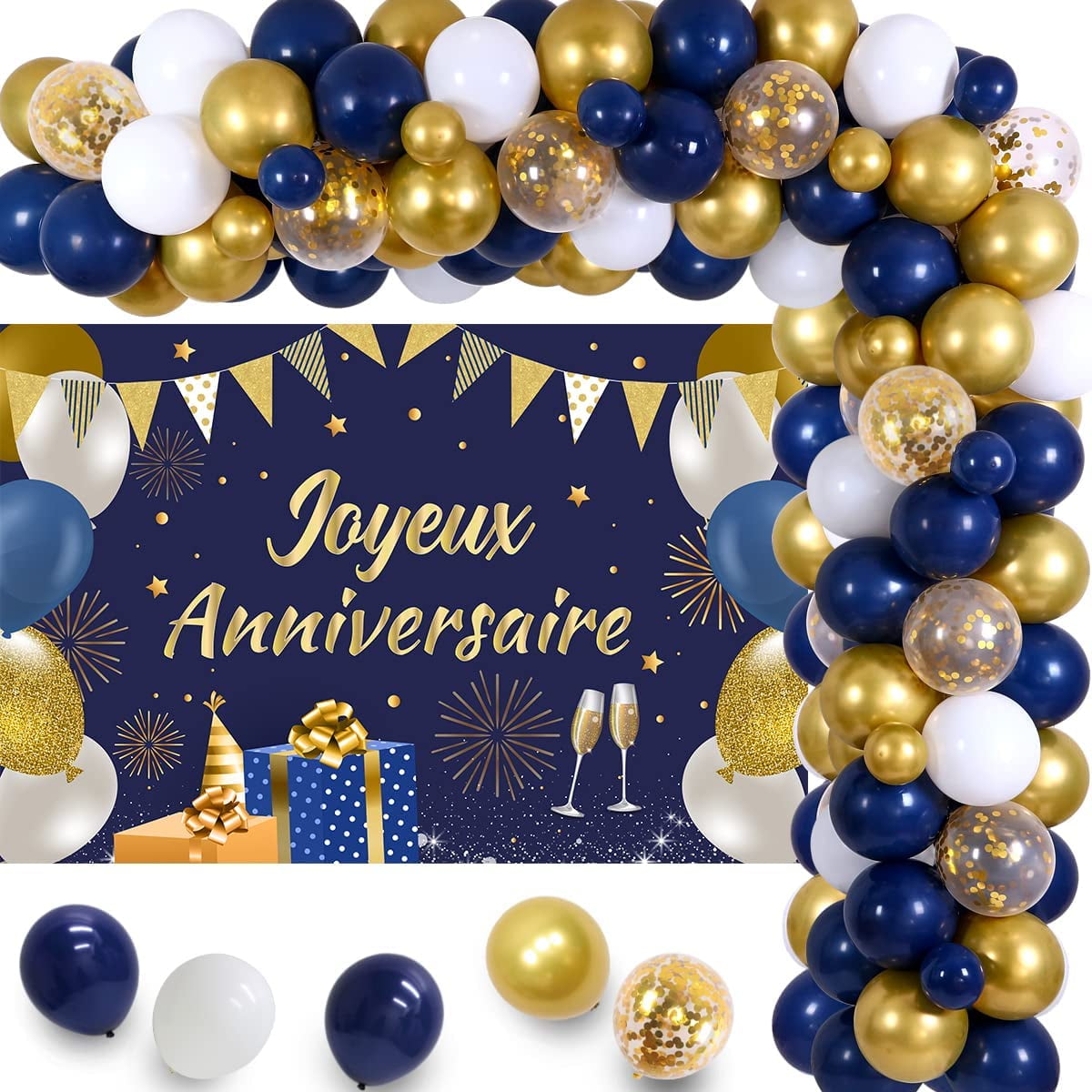 Birthday Navy Blue Gold Decorations Gifts Stock Photo 1443191672
