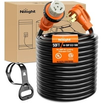 Nilight 50 Amp 50FT RV Locking Extension Cord 250V Heavy Duty 6/3 8/1 Gauge Pure Copper STW Wire ETL Listed 4 Prong 14-50P SS2-50R 50F/50M Cable Suit for RV Trailer Campers Caravan