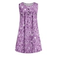 thumbnail image 4 of Wycnly Womens Dresses Beach Fashion Button up Plus Size Flowy Pleated Swing Tunic Tank Mini Sundress Summer Floral Print V-Neck Sleeveless Formal Short Dress Purple XL, 4 of 4