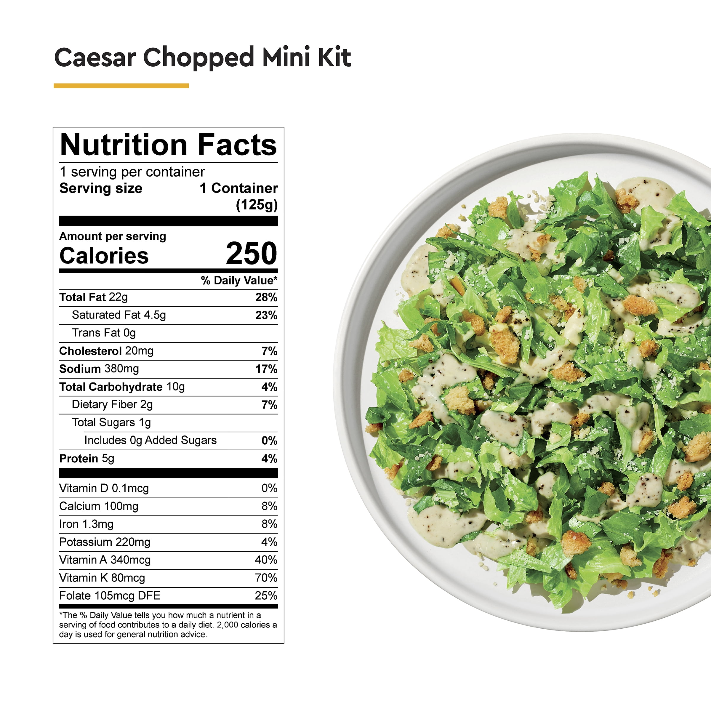 Taylor Farms Caesar Mini Salad Kit, 4.42 oz Bag, Fresh