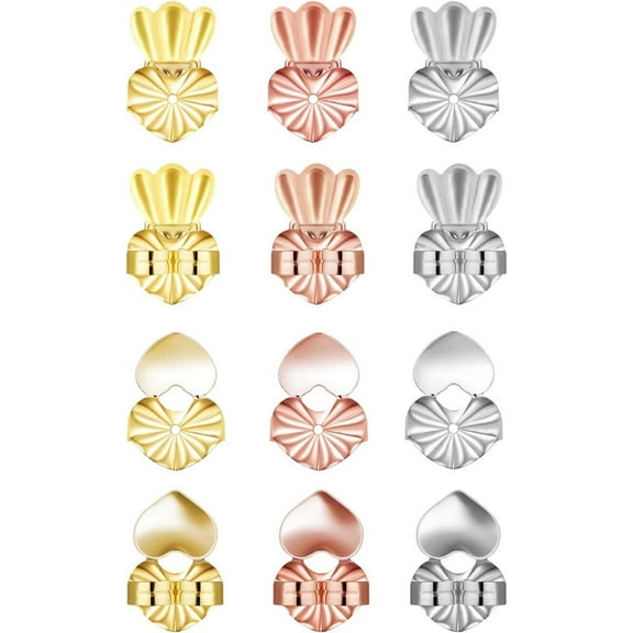 Earring Lifters, 6 Pairs Magic Earring Backs, Hypoallergenic Adjustable Secure Earring Lifts, Safety Earring Backs for Droopy Ear Lobes