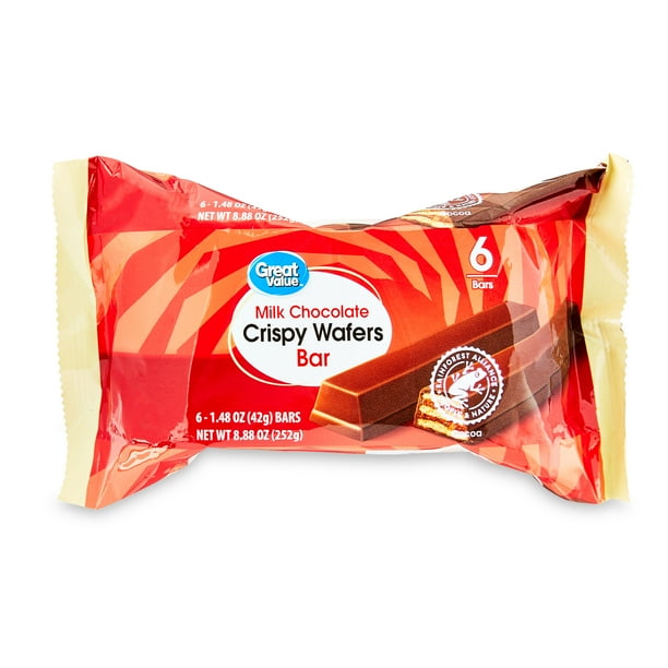 Great Value Milk Chocolate Crispy Wafer 6Pk Candy Bar