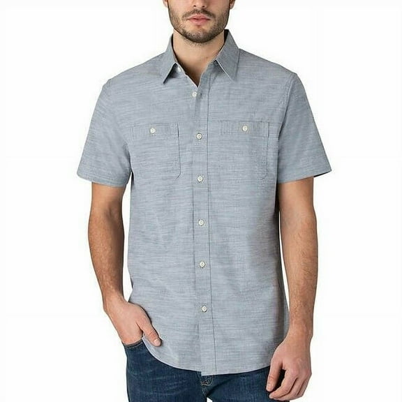 Lee Men's Short Sleeve Woven Shirt - Blue- S