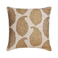 thumbnail image 1 of Custom Pillow Case, Ivory & Gold 12"x12" (30x30 cm) Pillow Covers, Silk Paisley & Beaded Throw Pillows For Sofa, Paisley Pattern Contemporary Style - Paisley Queen, 1 of 3