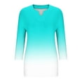 thumbnail image 4 of Plebaso Women's Plus Size Tops Casual 3/4 Sleeve V Neck Tunic Shirts Gradient Printed Womens Blouses, 4 of 5