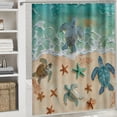 thumbnail image 6 of Orinice Beach Shower Curtain, Sea Turtle Starfish Ocean Shower Curtains for Bathroom, Tropical Seashell Blue Ocean Aesthetic Bathroom Decor with Hooks Set  36x72, 6 of 7