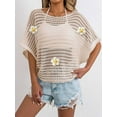thumbnail image 3 of Mawalde Womens Crochet Tops Flower Hollow Out Cover Up Short Sleeve Knit Pullover Sweater Summer Beach Cover Up  One Size, 3 of 6