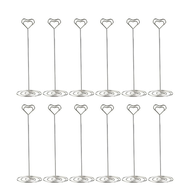 12pcs Coeur Modèle Numéro de Table Porte-Nom Titulaire Photo Stand Note Mémo Clip