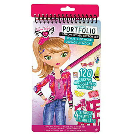 Fashion Angels Fashion Design Compact Portfolio Sketchbook Girls, Fashion Book Kids Ages 6+ Comes with Stickers
