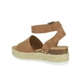 thumbnail image 3 of Soda Women Wedge Sandals Open Toe Ankle Strap Flatform Espadrilles Trim Platform TOPIC-S Tan Brown 7.5, 3 of 3