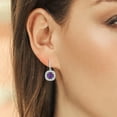 thumbnail image 3 of Gem Stone King 925 Sterling Silver Dangle Earrings Cushion Amethyst and Moissanite (1.63 Cttw), 3 of 3