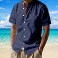 thumbnail image 2 of Men's Casual Linen Button Down Shirt Short Sleeve Relaxed Fit Breathable Comfortable Stylish Daily Wear Beach Outing Summer Mens Summer Lightweight Pullover Tee Shirts, 2 of 8