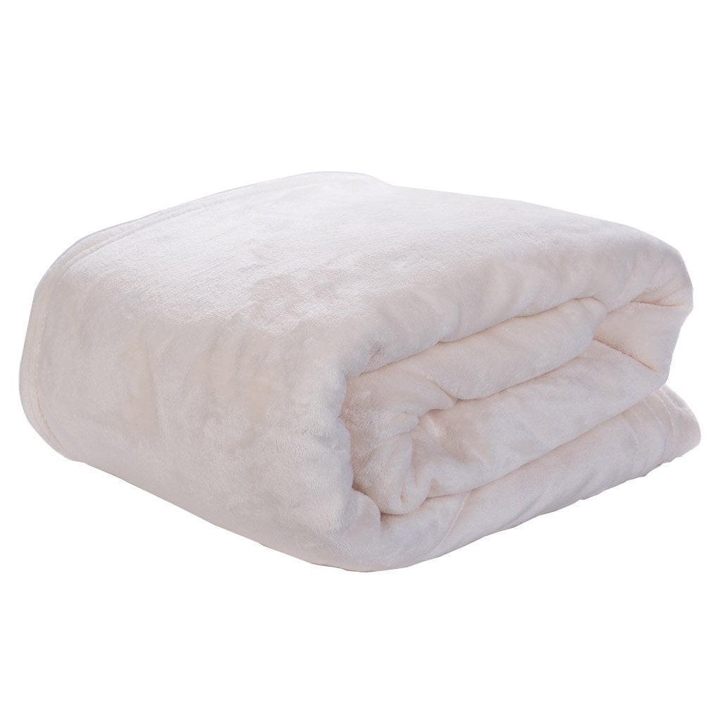 HYSEAS Velvet Plush Fleece Throw Blanket, Ivory - Walmart ...