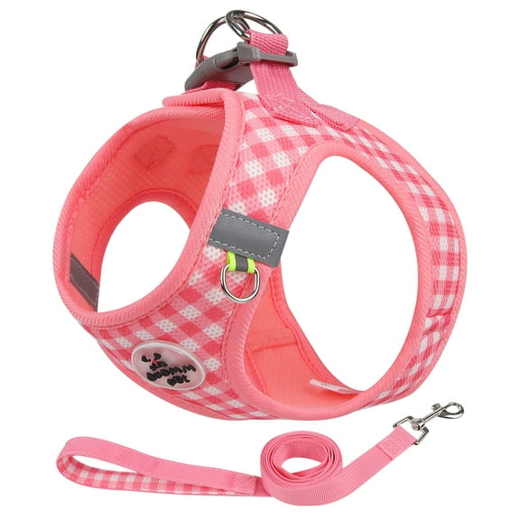 Checkered Pet Harness Cat Leash Small Dog Harness Kitten Outdoor Breathable Reflective Cat Chest Strap Plaid Walk Bichon Frise