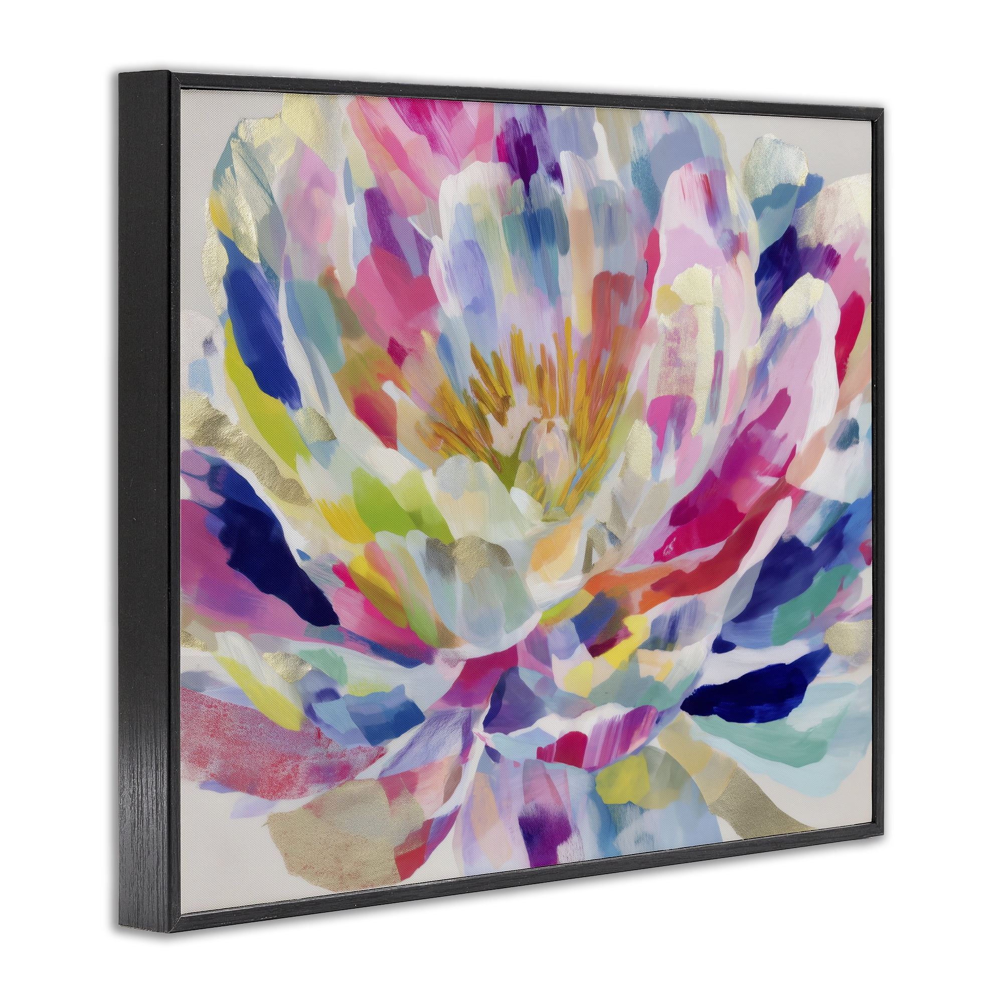 Stupell Industries Dahlia in Pink & Blue Black Framed Giclee Art, design by Chromatic Storm Studio