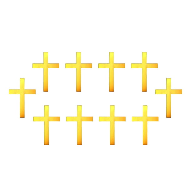 10 piezas de adorno de pastel de cruz de acrílico ligero de lujo para decoración de pastel de cruz Oro