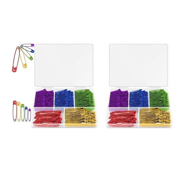 Safety Pins Assorted, Heavy Duty Large & Small Safety Pins for Clothes Sewing Jewelry Crafts, 5 Sizes 5 Colors, 600 Pcs