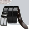 thumbnail image 6 of YOORAN Men's Belt Reversible Leather 1.25", Two-In-One Classic Dress Black Belt, Adjustable, 6 of 6