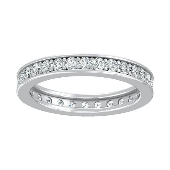 ARAIYA FINE JEWELRY 10K White Gold Round Shape Lab Grown Diamond Prong-Set Etneity Band Ring Size 7 (1 cttw, D-F Color, VS Clarity)