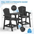 thumbnail image 3 of AreShark Tall Adirondack Chair Set of 2 with Removable Double Connecting Trays, Recycled HDPE with Wood Grain, Weather Resistant, Outdoor Adirondack Barstools, Gray, 3 of 10
