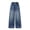 Blue, variant on TIREOW Girls Cotton Jeans Wide Leg Elastic High Waist Denim Trousers Casual Spring Autumn Loose Streetwear Denim Pants