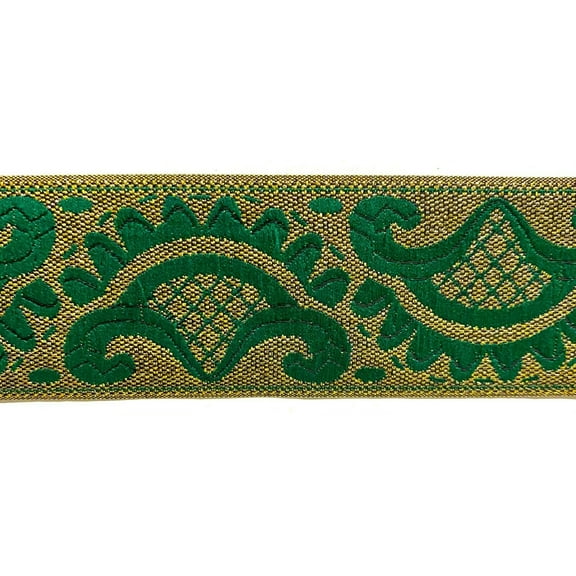 1-1/4" Jacquard Woven Metallic Ribbon Trim - 12 Yards!
