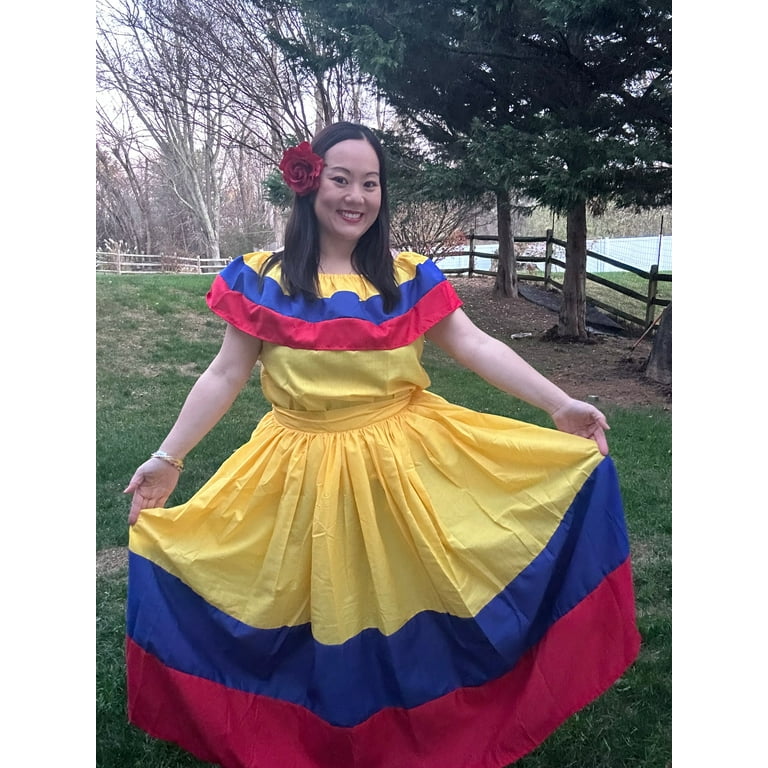 Colombian and Venezuelan Party Dress with Yellow Blouse - Length