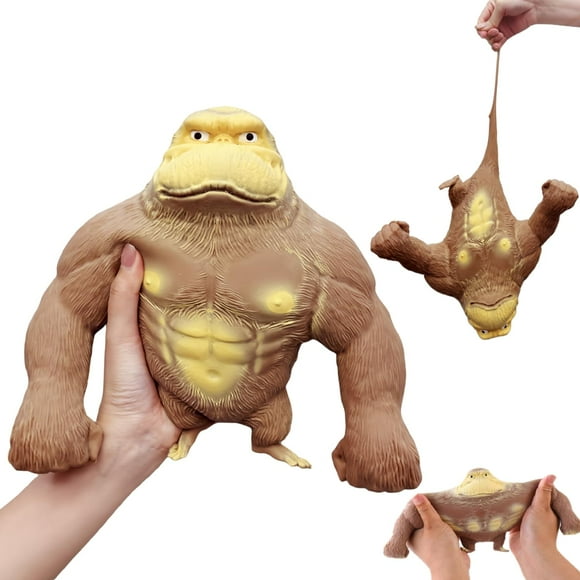 Juguete para apretar Mono blando Juguete Elástico Pegamento relleno de arena Gorila de goma Elástico Estirable Autismo Juguete de descompresión para adultos y niños Animal para regalo de Navidad (edic