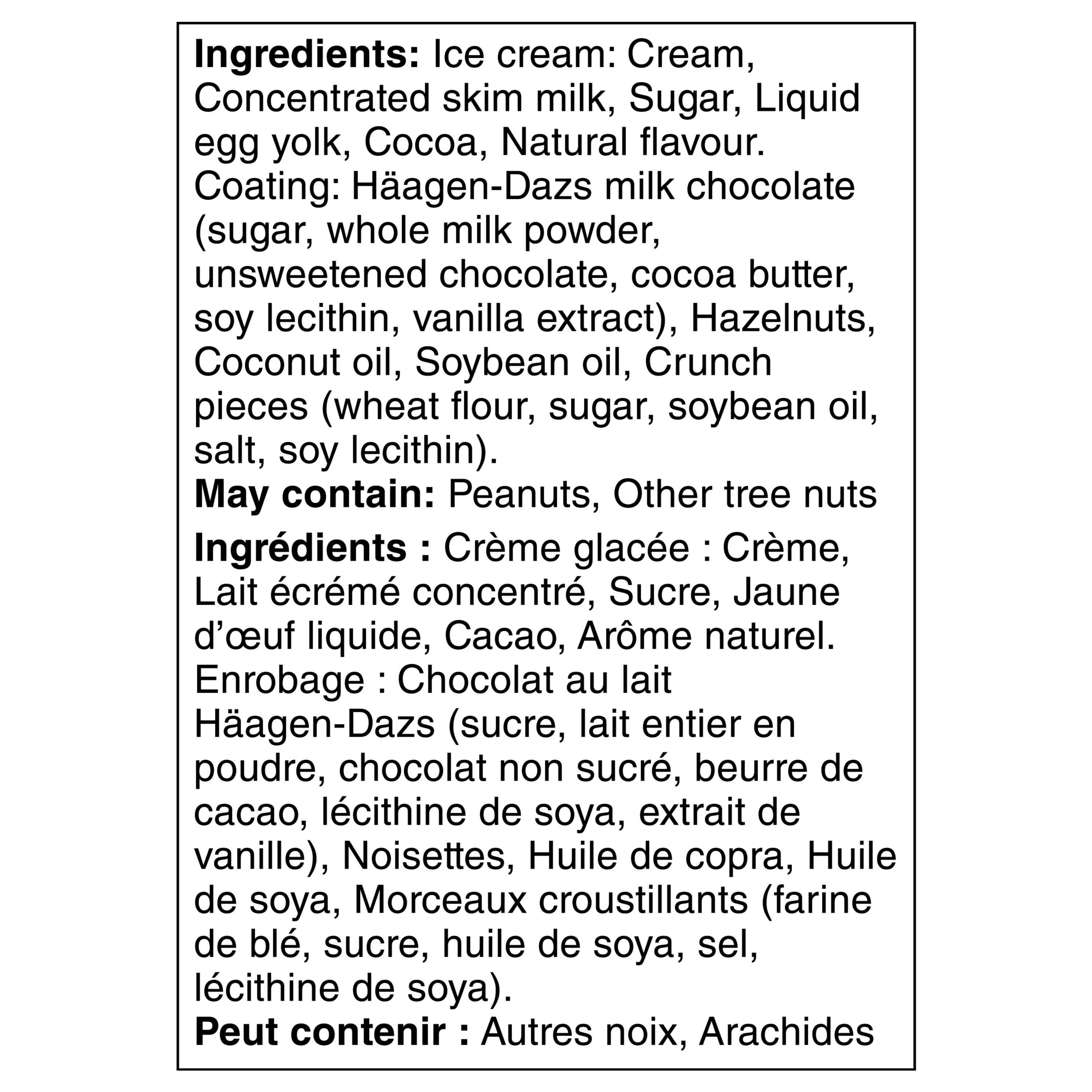 HÄAGEN-DAZS Chocolate Hazelnut Ice Cream Bars – 3 x 88ml, 3 x 88 ML