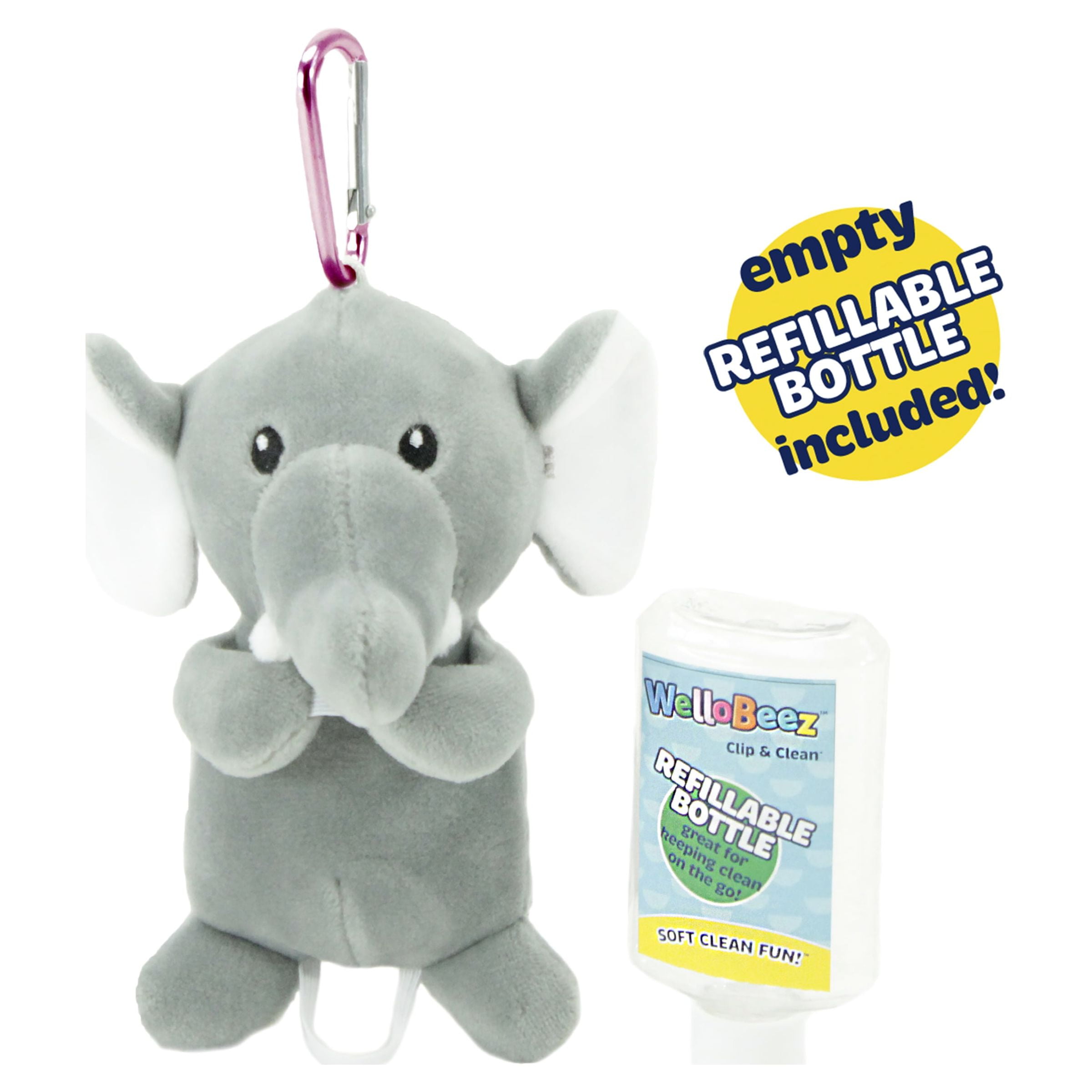 Animal Adventure® WelloBeez™ – Antimicrobial Plush Mask Mate™ – Masked Elephant Plush with Additional Child’s Face Mask & Clip Bundle