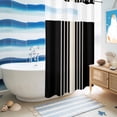 thumbnail image 5 of No Hook Shower Curtain, Black Beige Striped Shower Curtains for Bathroom with See Through Top Window, Modern Farmhouse Retro Lines Waterproof & Washable Bath Curtain Small Stall 36"x78", 5 of 9