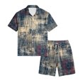 thumbnail image 5 of Men's 2 Piece Summer Outfits Texture Pattern Short Sleeve Shirt and Shorts Matching Set for Beach Cruise Resort Vacation, 5 of 6