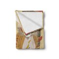 thumbnail image 2 of Fox Soft Flannel Fleece Throw Blanket, Animal Theme a Fluffy Wild Fox in the Forest and Tree Trunks Design Pattern Print, Cozy Plush for Indoor and Outdoor Use, 70" x 90", Pale Coffee, by Ambesonne, 2 of 6
