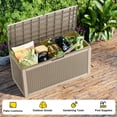 thumbnail image 5 of fazzn 100 Gallon Resin Deck Box Outdoor Indoor Waterproof Storage Box for Patio Furniture Pool Accessories Storage for Cushion Garden Tools (Brown pattern), 5 of 7