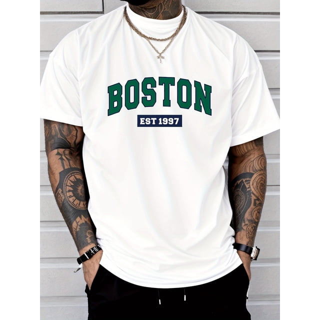 Camiseta creativa con estampado de letras para hombre, informal, de manga corta y cuello redondo, fina, para verano y primavera, ideal para actividades al aire libre en verano, ideal para practicar de
