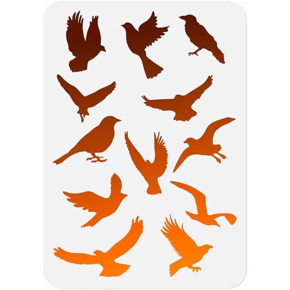 Bird Flock Craft Stencil for Drawing A4 Size Reusable Plastic Bird Stencil for Painting on Wood Wall Fabric DIY Home Decor Stencil