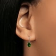 thumbnail image 4 of Gem Stone King Green Chrome Diopside Rhodium Plated Leverback Earrings for Women (1.40 Cttw, Gemstone Birthstone, Oval 7X5MM), 4 of 4
