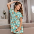 thumbnail image 3 of Kdxio Cute Sloth on Floral Tree Pattern Womens Short Sleeve Sleepshirt Scoopneck Cute Nightdress Ruffle Comfy Nightgown, 3 of 6