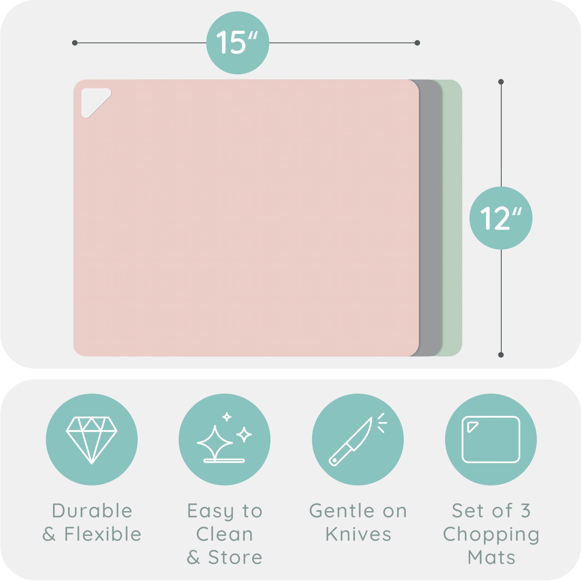 (4 Pack) Thin Clear Flexible Cutting Board Mat 12 x 15