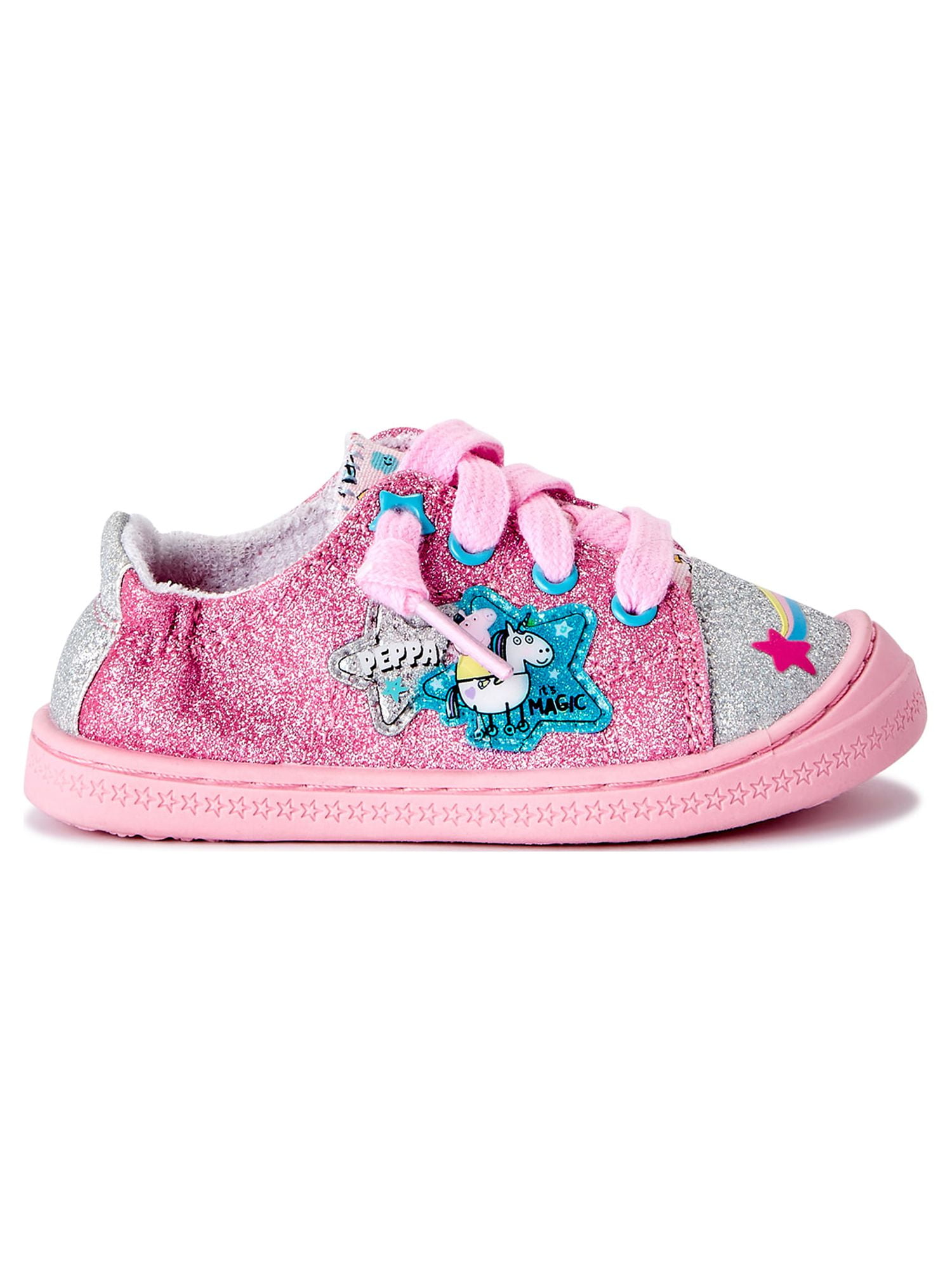 Peppa Pig Toddler Girl Glitter Casual Bump Toe Sneaker, Sizes 7-12