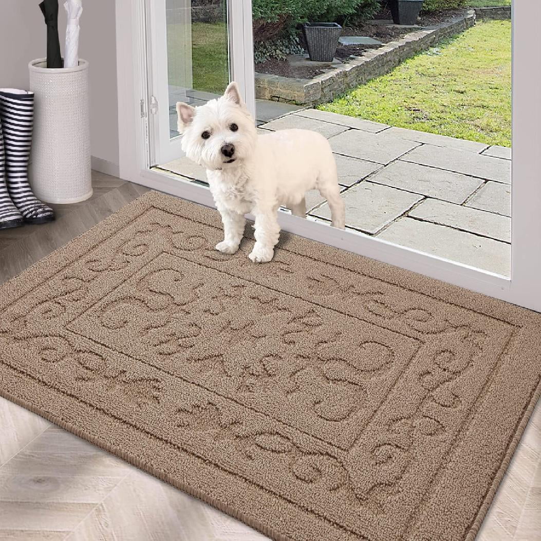 Findosom 24x36 Front Door Mat Indoor Welcome Mat Entryway Mats for Shoe  Scraper Non Slip Doormat Rubber Backing Mud Dirts Trapper Mats Washable  Low-Profile Entrance Rug Khaki 