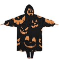 thumbnail image 2 of Oversized Wearable Blanket Hoodie,Black Halloween Pumpkin Faces Sherpa Blanket Hoodie with Super Pockets,Super Warm Fuzzy Pullover for Women & Men, 2 of 6