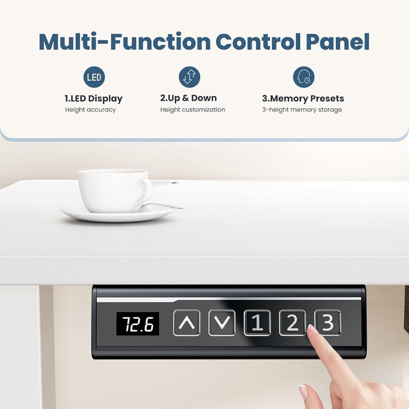 Bigleap Electric Standing Desk 40x24 Inches, Sit Stand Up Desk with 3 Memory Presets, Splice Wood Board, Home Office Computer Workstation (White)