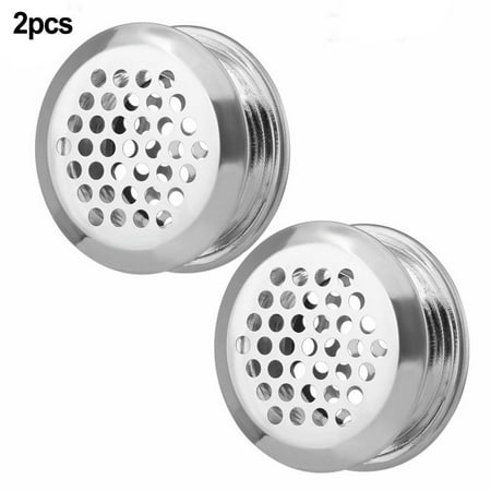 

GLFILL 2Pcs Stainless Steel Round Air Vent Grille Wardrobe Cabinet Metal Ventilation Plugs