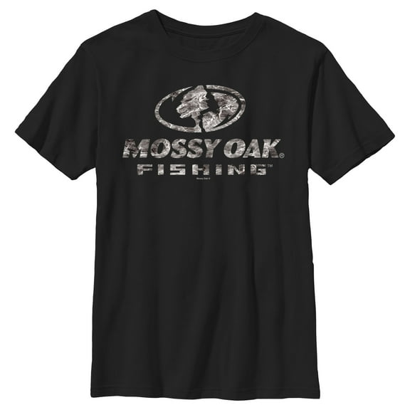 Boy's Mossy Oak Water Fishing Logo Graphic Tee Black Medium